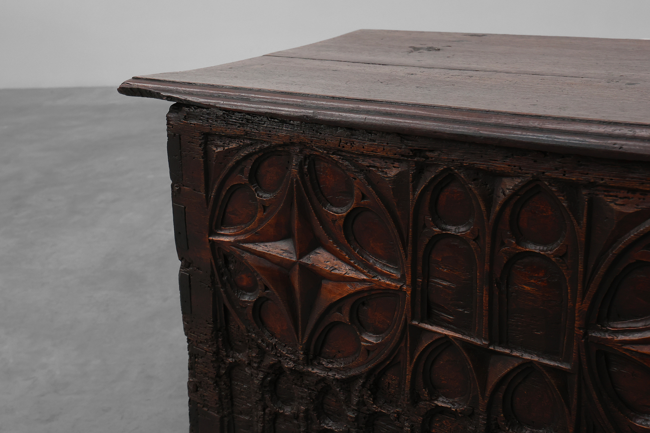 16th Century Gothic Carved Oak Chest, Francethumbnail